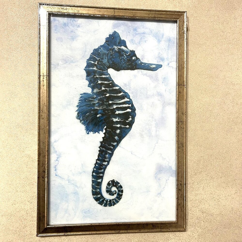 Framed Seahorse Watercolor Picture Wall Art
